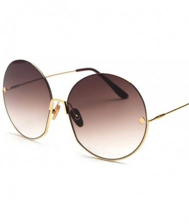 Round Luxury Vintage Round Sunglasses Women Fashion Half Frame Tinted Lens Oversized Sun Glasses Big Shades - CL197Y6ALGM $40.45