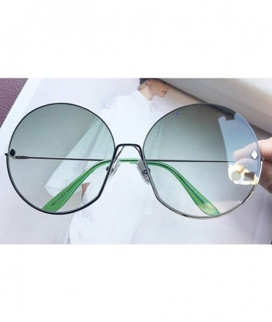 Round Luxury Vintage Round Sunglasses Women Fashion Half Frame Tinted Lens Oversized Sun Glasses Big Shades - CL197Y6ALGM $40.45