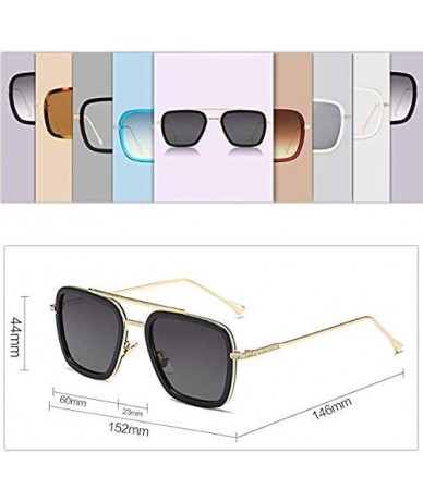 Aviator Stark Sunglasses Square Metal Frame Men Women Unisex Vintage Aviator Square Sunglasses with Case (Light Gray) - CI18A...