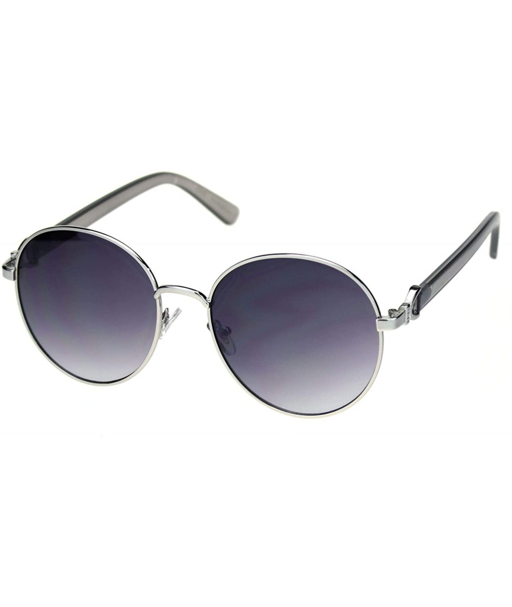 Round Womens Vintage Round Fashion Sunglasses Classy Chic Design UV 400 - Silver Grey (Smoke) - C418A28XQDZ $22.49