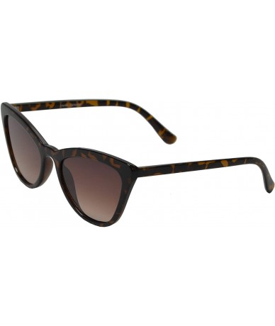 Cat Eye Retro Cat Eye Sunglasses with Flat Lens for Women 100% UV Protection - Tortoise + Brown - C21969CZ76U $24.90