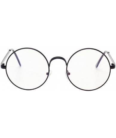 Round Retro Round Metal Frame Clear Lens Glasses Classic Unisex Eyewear - Black - CW18EXXLUCD $15.98