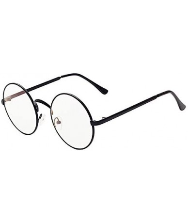 Round Retro Round Metal Frame Clear Lens Glasses Classic Unisex Eyewear - Black - CW18EXXLUCD $15.98