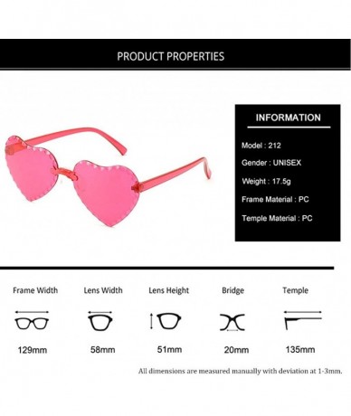 Square Heart Shape Sunglasses Transparent Rimless Candy Color Glasses Frameless Love Eyewear Sunglasses UV400 Sunglass - CH19...