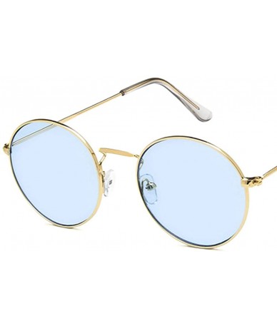 Round Unisex Sunglasses Retro Gold Red Drive Holiday Round Non-Polarized UV400 - Gold Blue - C418REZAZO4 $18.57