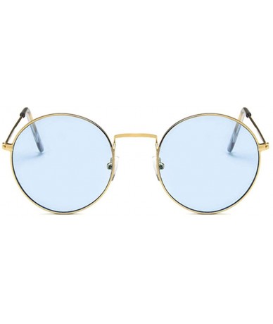 Round Unisex Sunglasses Retro Gold Red Drive Holiday Round Non-Polarized UV400 - Gold Blue - C418REZAZO4 $18.57