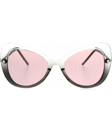 Butterfly Womens Mod Gothic Unique Retro Panel Plastic Butterfly Designer Sunglasses - Clear Grey Pink - C5182I2Y0H5 $23.67