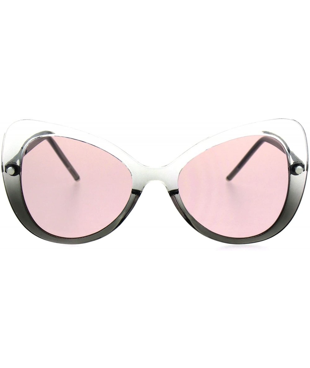 Butterfly Womens Mod Gothic Unique Retro Panel Plastic Butterfly Designer Sunglasses - Clear Grey Pink - C5182I2Y0H5 $23.67