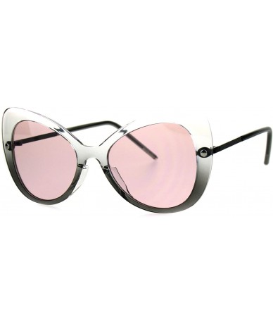 Butterfly Womens Mod Gothic Unique Retro Panel Plastic Butterfly Designer Sunglasses - Clear Grey Pink - C5182I2Y0H5 $23.67