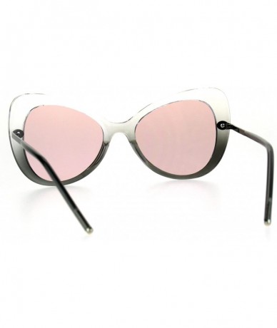 Butterfly Womens Mod Gothic Unique Retro Panel Plastic Butterfly Designer Sunglasses - Clear Grey Pink - C5182I2Y0H5 $23.67