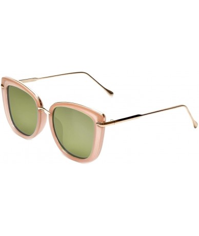 Oval Trendies The Khloe - Flat Fashion Sunglasses with Mirrored Lens - Pink/Gold - C0185YHAS4E $16.63