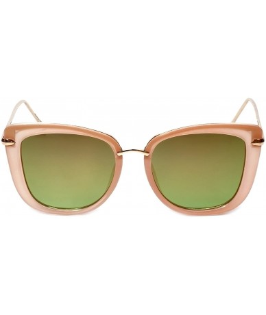 Oval Trendies The Khloe - Flat Fashion Sunglasses with Mirrored Lens - Pink/Gold - C0185YHAS4E $16.63