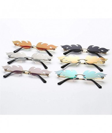 Oversized Women Retro Irregular Feathery Shape Metal Punk Style Sunglasses Vintage Glasses - F - CO196QZAL8O $20.12