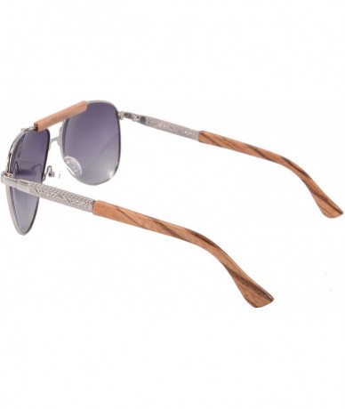 Aviator Men's Polarized Sunglasses Classic UV400 Wood Sun Glasses - Z1565 - Silver/Zebra-1 - CW189HY3LTT $28.58