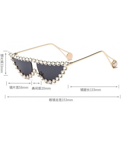 Cat Eye New fashion metal diamond luxury cat unisex sunglasses - Grey - CJ18TTZ06WU $27.34