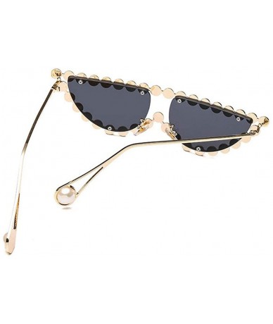 Cat Eye New fashion metal diamond luxury cat unisex sunglasses - Grey - CJ18TTZ06WU $27.34