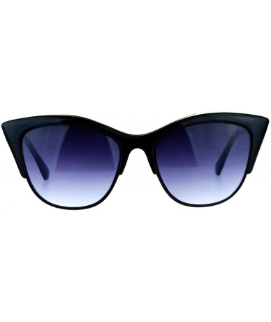 Rectangular Metal Top Accent Cateye Sunglasses Womens Designer Fashion Shades - Black Blue - CB187IGCUSY $19.92