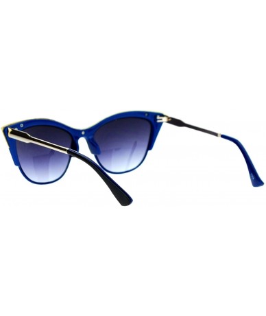 Rectangular Metal Top Accent Cateye Sunglasses Womens Designer Fashion Shades - Black Blue - CB187IGCUSY $19.92