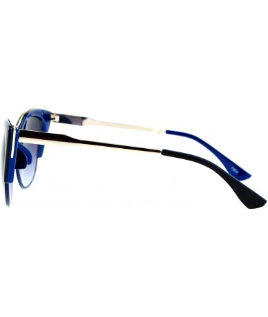 Rectangular Metal Top Accent Cateye Sunglasses Womens Designer Fashion Shades - Black Blue - CB187IGCUSY $19.92