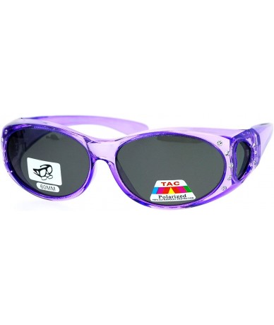 Oval Rhinestone Polarized Womens 60mm Over the Glasses Fit Over Sunglasses - Purple - CG12N1BZAHM $17.85