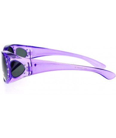 Oval Rhinestone Polarized Womens 60mm Over the Glasses Fit Over Sunglasses - Purple - CG12N1BZAHM $17.85