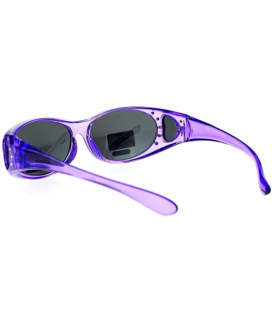 Oval Rhinestone Polarized Womens 60mm Over the Glasses Fit Over Sunglasses - Purple - CG12N1BZAHM $17.85