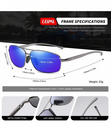 Rectangular Polarized Sunglasses Driving Rectangular - 06-grey Frame / Dark Blue Mirrored Lens - CA18UYSO7I8 $23.64