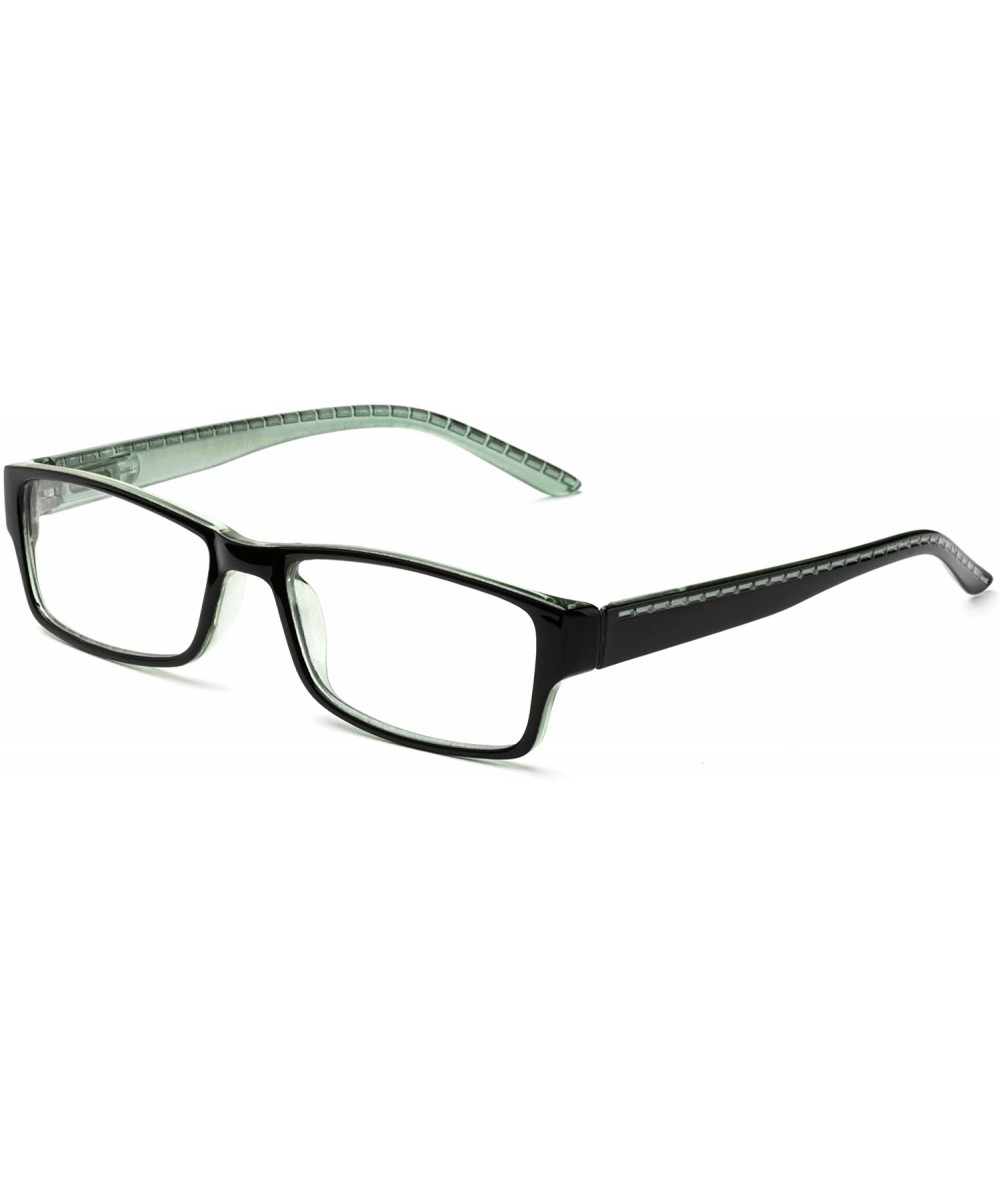 Square Unisex Two Tone Sleek Spring Temple Fashion Clear Lens Glasses - Black/Green - CL127BYSVOV $17.50