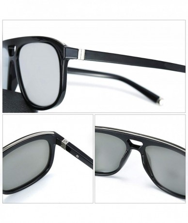 Sport Retro Polarized Sunglasses for Men Double Bridge UV400 Protection Square Pilot Sun Glasses - CX18TG64SOW $32.81
