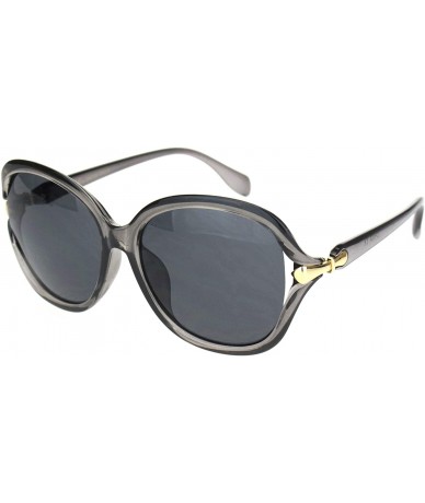 Butterfly Womens Ribbon Expose Side Lens Luxury Butterfly Sunglasses - Slate Black - CB18OQO9OST $22.68