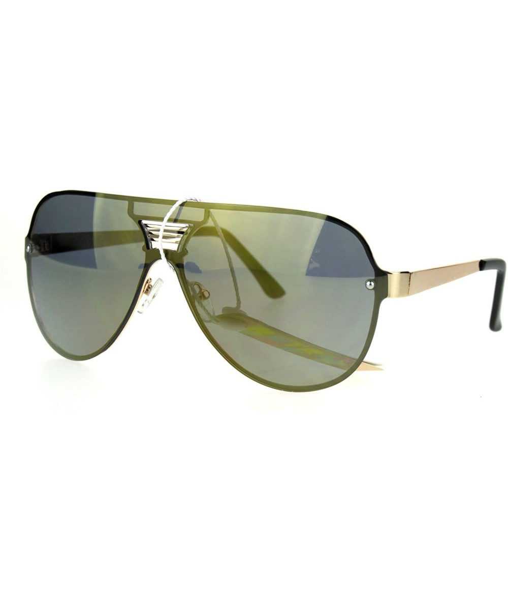 Rimless Unisex Aviator Sunglasses Full Mirrored Lens Frame Designer Fashion - Gold (Gold Mirror) - CI186NW5Y8N $21.86