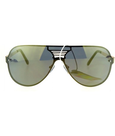 Rimless Unisex Aviator Sunglasses Full Mirrored Lens Frame Designer Fashion - Gold (Gold Mirror) - CI186NW5Y8N $21.86