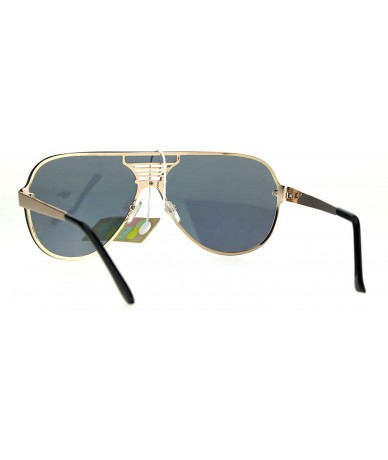 Rimless Unisex Aviator Sunglasses Full Mirrored Lens Frame Designer Fashion - Gold (Gold Mirror) - CI186NW5Y8N $21.86