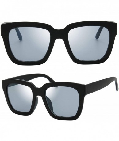 Square Flat Lens Retro Oversized Square Sunglasses for Women - 2-matte Black - CT18SRX95C9 $21.50