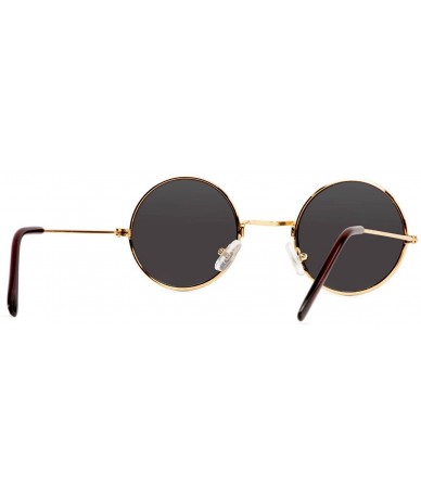 Round Circular Frame Style Black Lens Gold Frame Sunglasses - CB11CTIK1NT $16.83