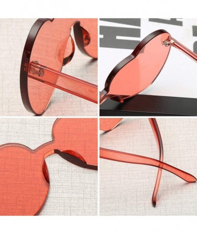 Rimless Heart Shaped Sunglasses + 1 Glasses Cloth Rimless Transparent Colored Glasses PC Frame Resin Lens - M - CD190DA0AW3 $...