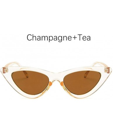 Cat Eye Fashion Sunglasses Vintage Triangular Glasses - Champagne Tea - CK199D4ZO0C $32.94