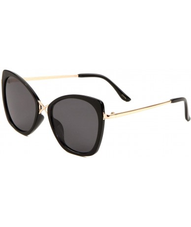 Cat Eye Retro Cat Eye Crossed Metal Bridge Sunglasses - Black - C8197N9C2N0 $26.48