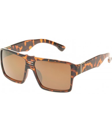 Shield 'Costa' Rectangle Fashion Sunglasses - Leopard - C711ORPUSYJ $19.10