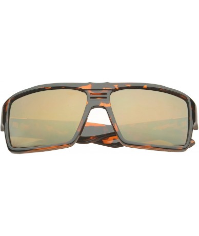 Shield 'Costa' Rectangle Fashion Sunglasses - Leopard - C711ORPUSYJ $19.10