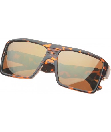 Shield 'Costa' Rectangle Fashion Sunglasses - Leopard - C711ORPUSYJ $19.10