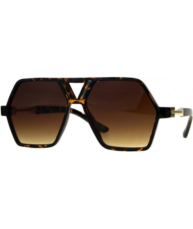 Rectangular Futuristic Mens Robotic Plastic Racer Octagonal Sunglasses - Tortoise Brown - CQ180OWQK3L $22.91