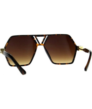 Rectangular Futuristic Mens Robotic Plastic Racer Octagonal Sunglasses - Tortoise Brown - CQ180OWQK3L $22.91