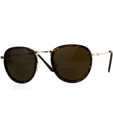 Round Retro Round Double Rim Bifocal Reading Sunglasses - Gold Tortoise Brown - C7180ZKMDDQ $23.58