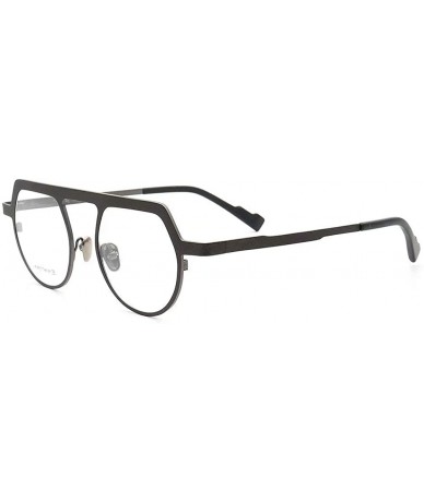 Aviator Men's Women's Pure Titanium Retro Classic Round Aviator Style Eyeglass Frames - Brown - CY18A6HYDG2 $58.90