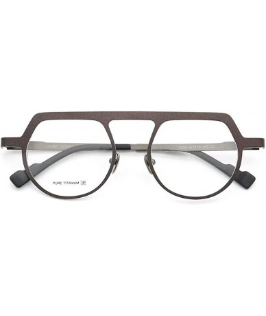 Aviator Men's Women's Pure Titanium Retro Classic Round Aviator Style Eyeglass Frames - Brown - CY18A6HYDG2 $58.90