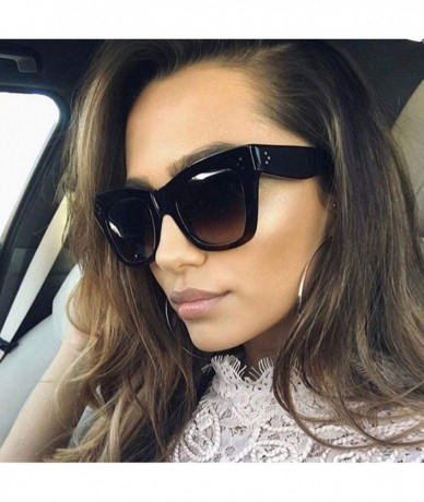 Aviator Fashion Square Sunglasses Women Accessories Rivets Sun Glasses Gradient Cateye Eyewear UV400 O163 - CO198ZMH5H8 $59.91