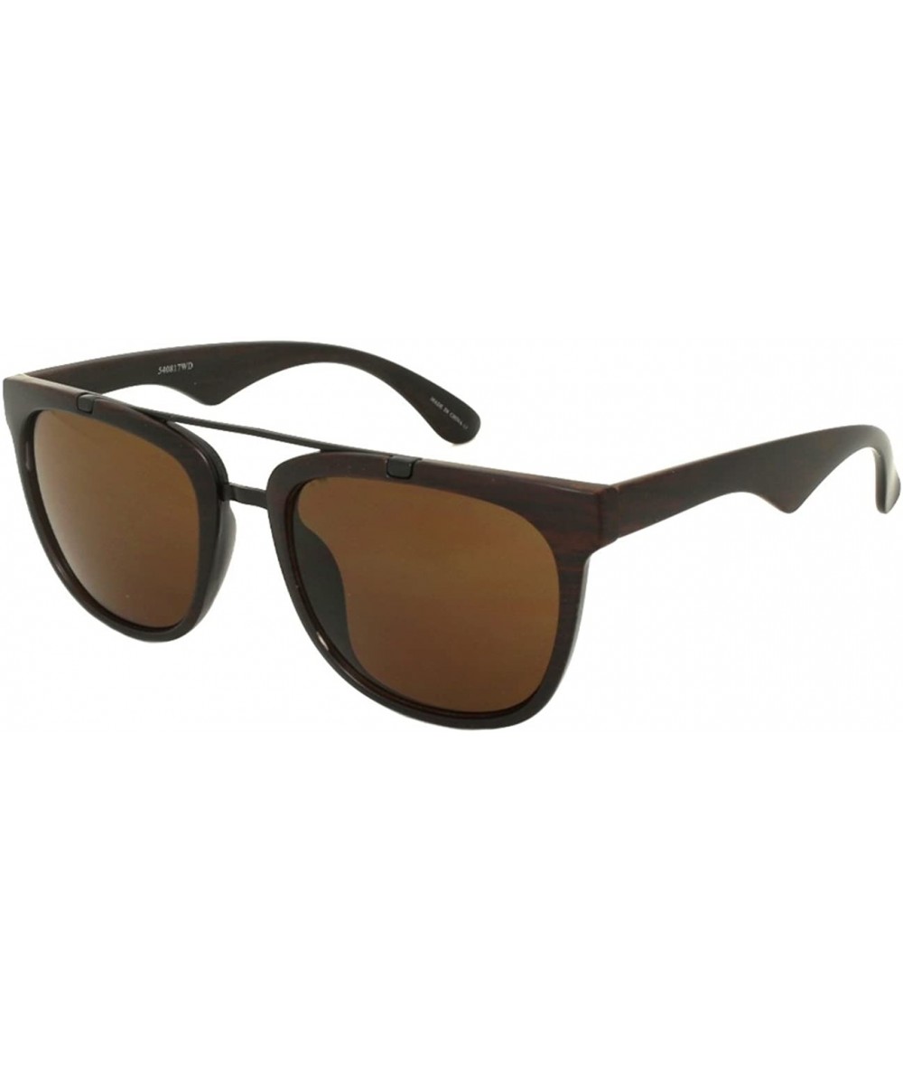 Aviator Wood Pattern Horned Rim Sunglasses with Double Crossbar 540817WD-AP - Brown-wood - C512I5DOWC7 $19.56