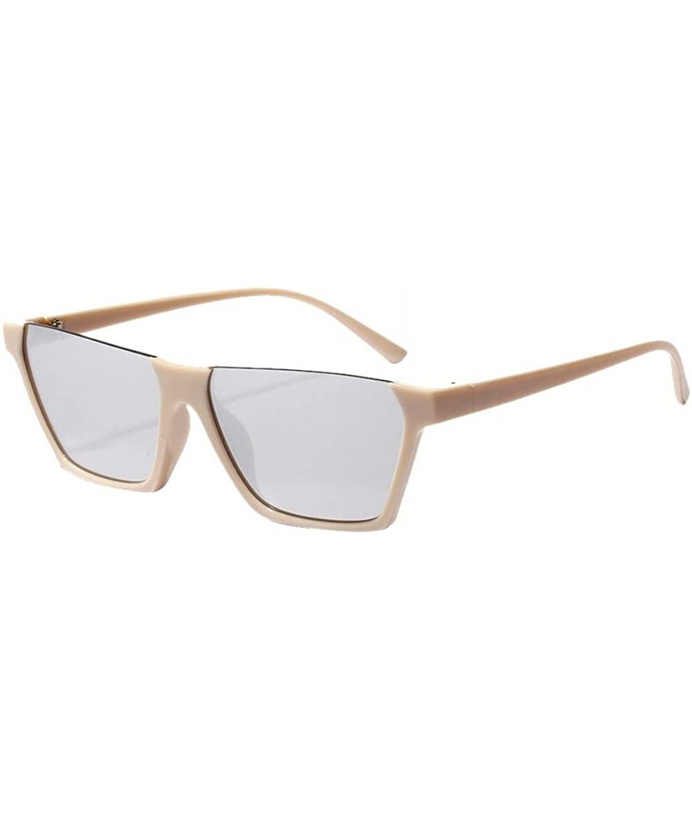 Rimless Semi Rimless Sunglasses Vintage Square Clear Sunglasses for Women Men Hip Hop Sunglasses - Beige - C118UZQ56A0 $17.45