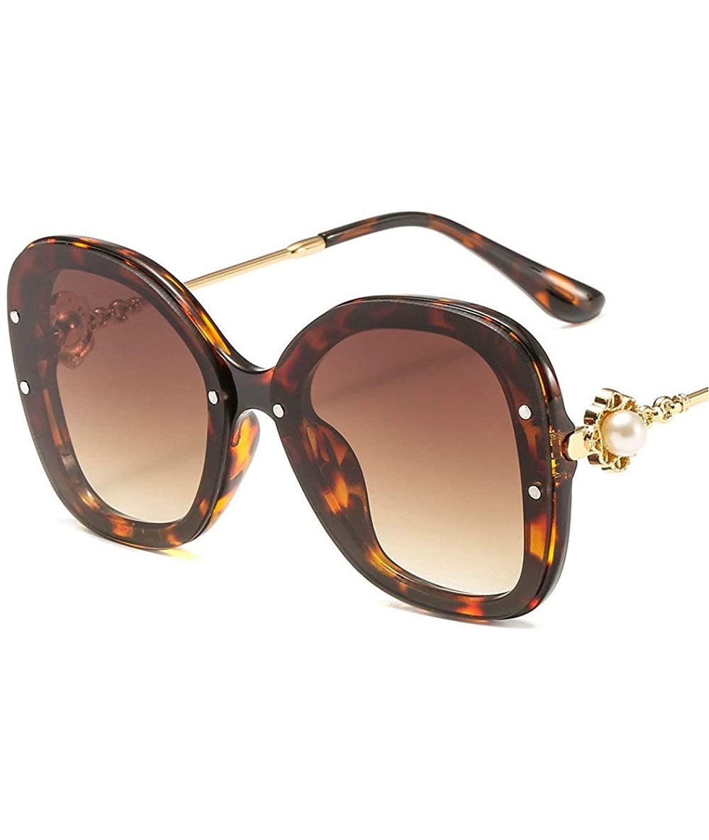 Square Fashion Vintage 2019 Brand Designer Oversized Women Square Gradient Sun glasses UV400 - Leopard - C618MDU4D5I $21.84